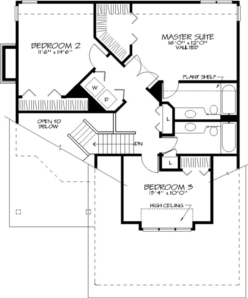 Floor Plan Second Story of Country Plan #146-1450