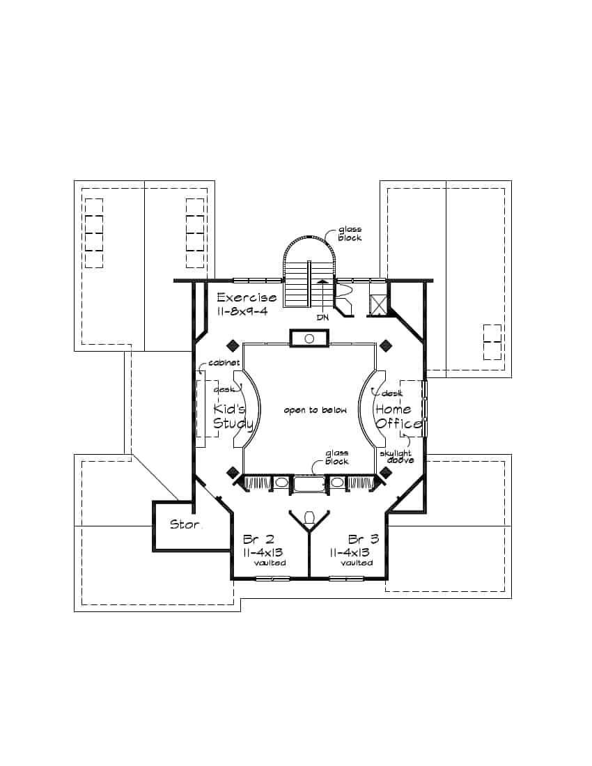 Floor Plan Upper Level of Contemporary Plan #146-1453