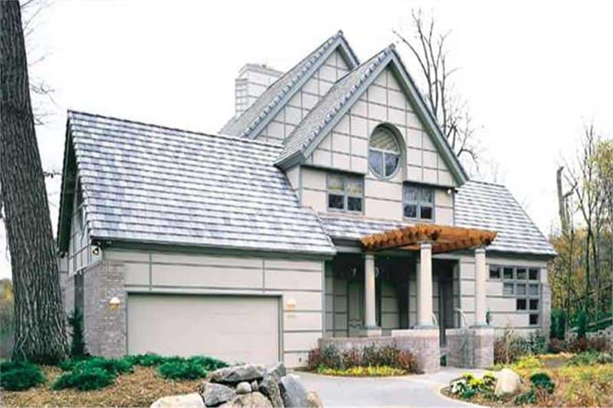 Front view of Contemporary home (ThePlanCollection: House Plan #146-1453)