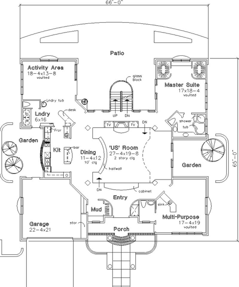 Floor Plan First Story of Contemporary Plan #146-1453