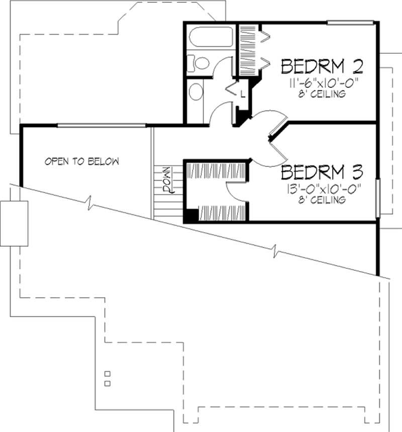 Floor Plan Second Story of Cape Cod Plan #146-1457