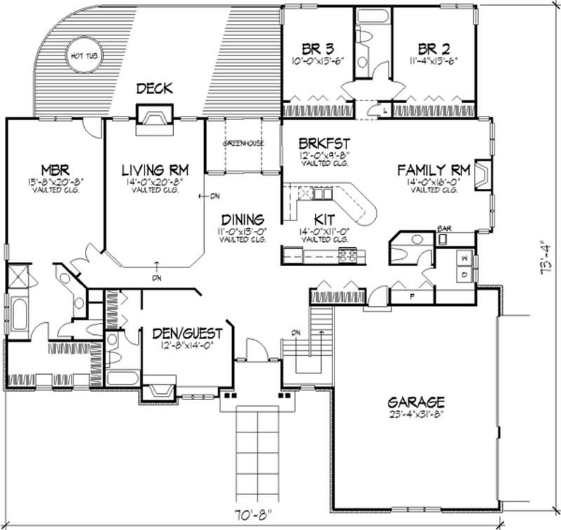 Floor Plan First Story of Ranch Plan #146-1460
