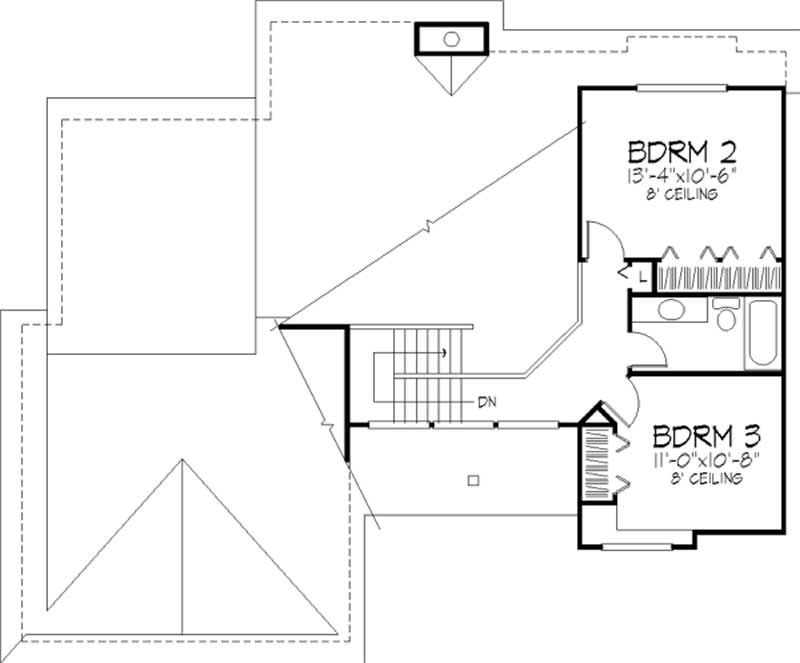 Floor Plan Second Story of Cape Cod Plan #146-1462