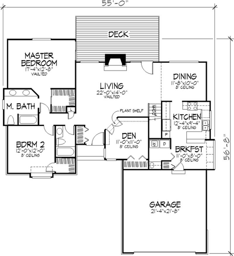 Floor Plan First Story of Ranch Plan #146-1466
