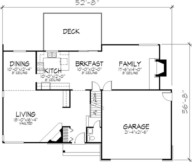 Floor Plan First Story of Ranch Plan #146-1469