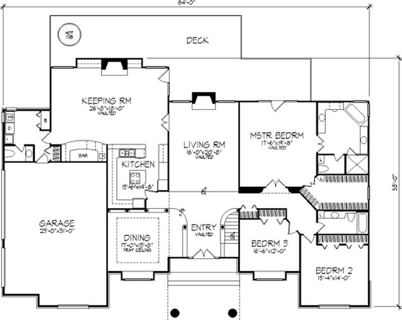 Floor Plan First Story of Ranch Plan #146-1470