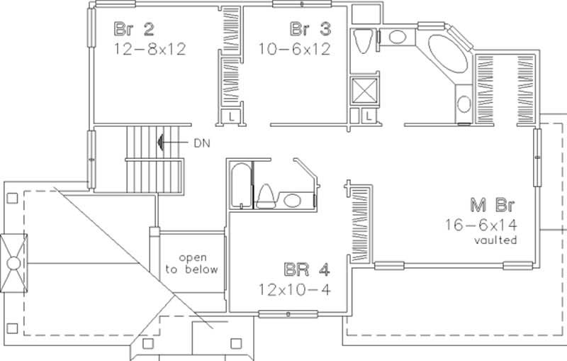Floor Plan Second Story of Country Plan #146-1472
