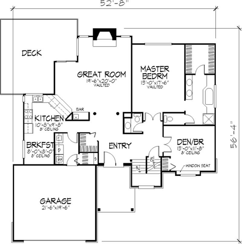 Floor Plan First Story of Cape Cod Plan #146-1474
