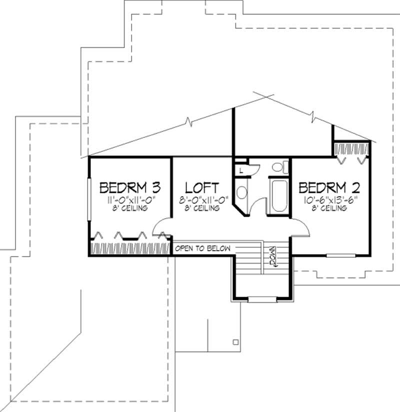 Floor Plan Second Story of Cape Cod Plan #146-1474
