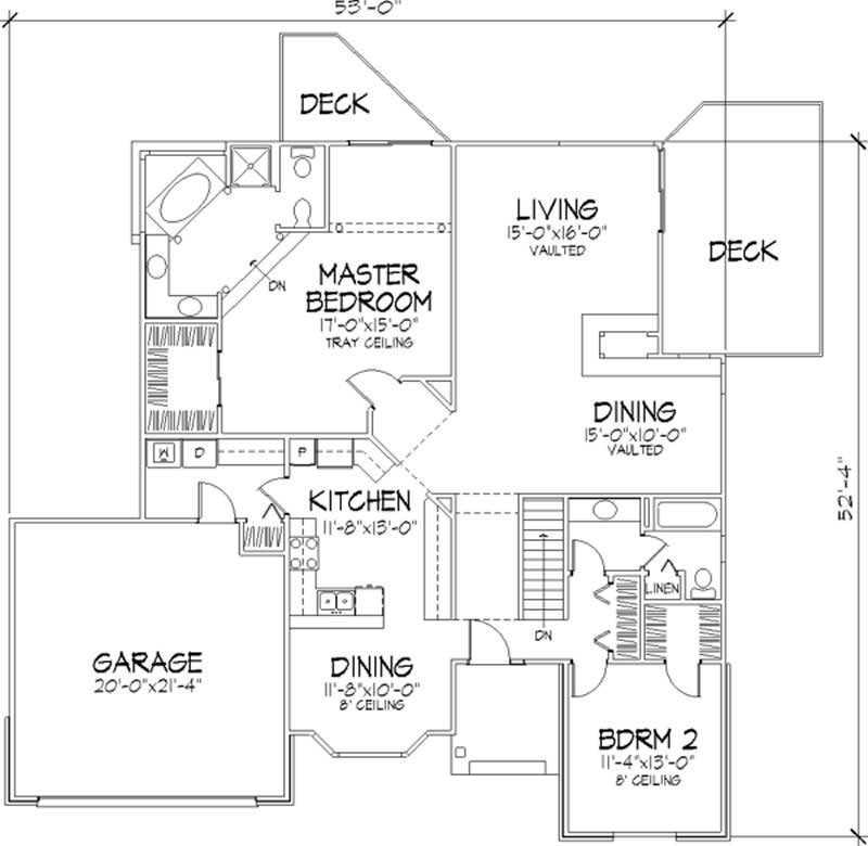 Floor Plan First Story of Ranch Plan #146-1475