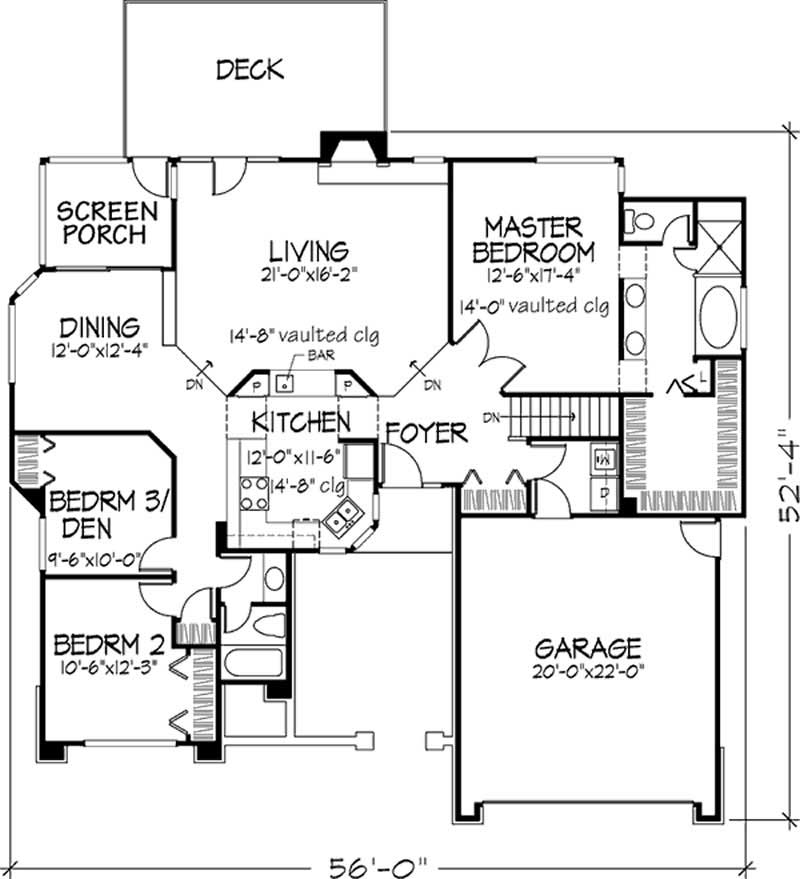 Floor Plan First Story of Ranch Plan #146-1489