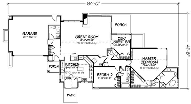 Floor Plan First Story of Ranch Plan #146-1492