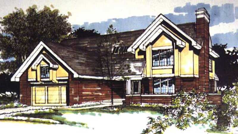 Front view of Colonial home (ThePlanCollection: House Plan #146-1493)
