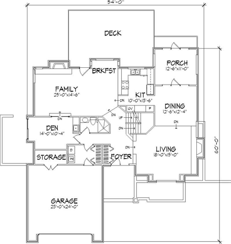 Floor Plan First Story of Colonial Plan #146-1493