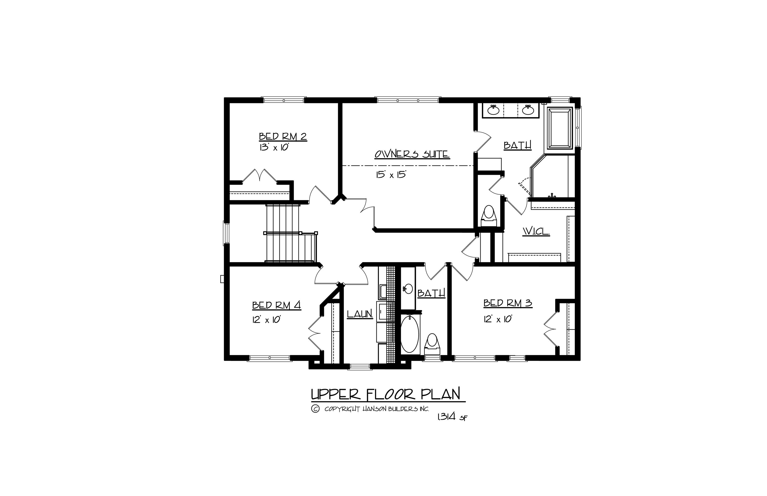 Floor Plan Second Story of Country Plan #146-1495