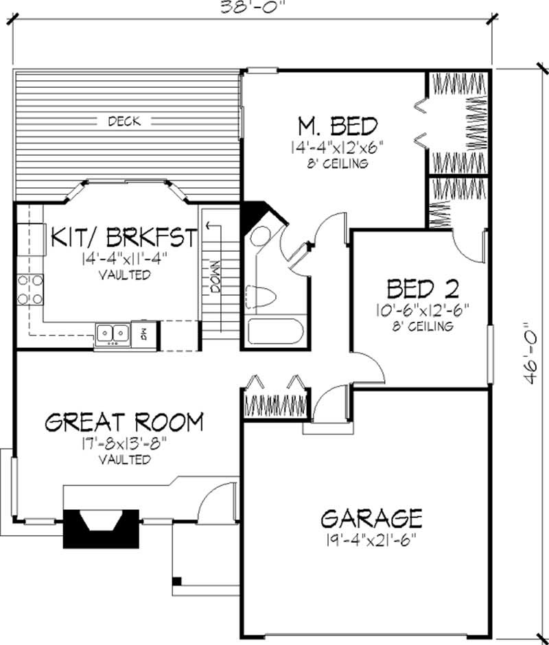 Floor Plan First Story of Ranch Plan #146-1499