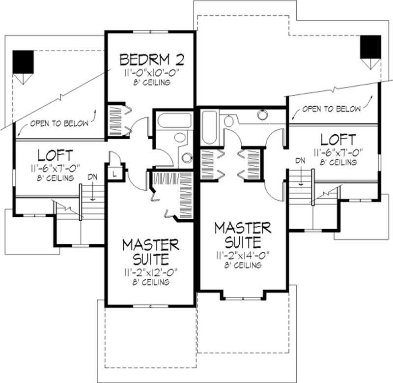 Floor Plan Second Story of Multi-Unit Plan #146-1501