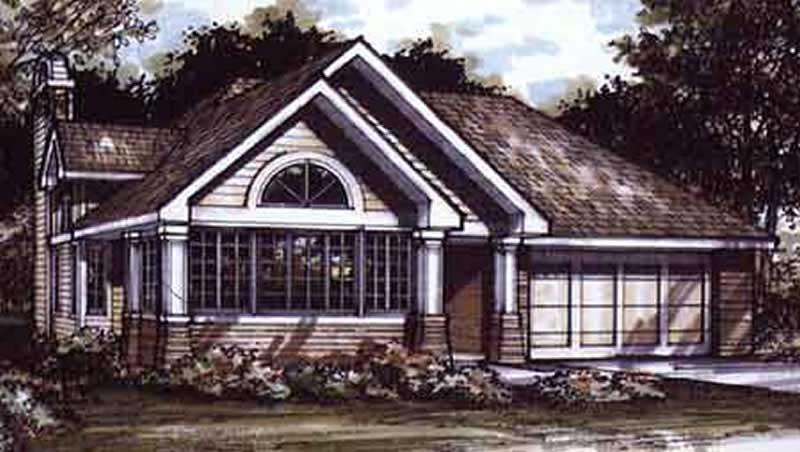 Front view of Bungalow home (ThePlanCollection: House Plan #146-1504)
