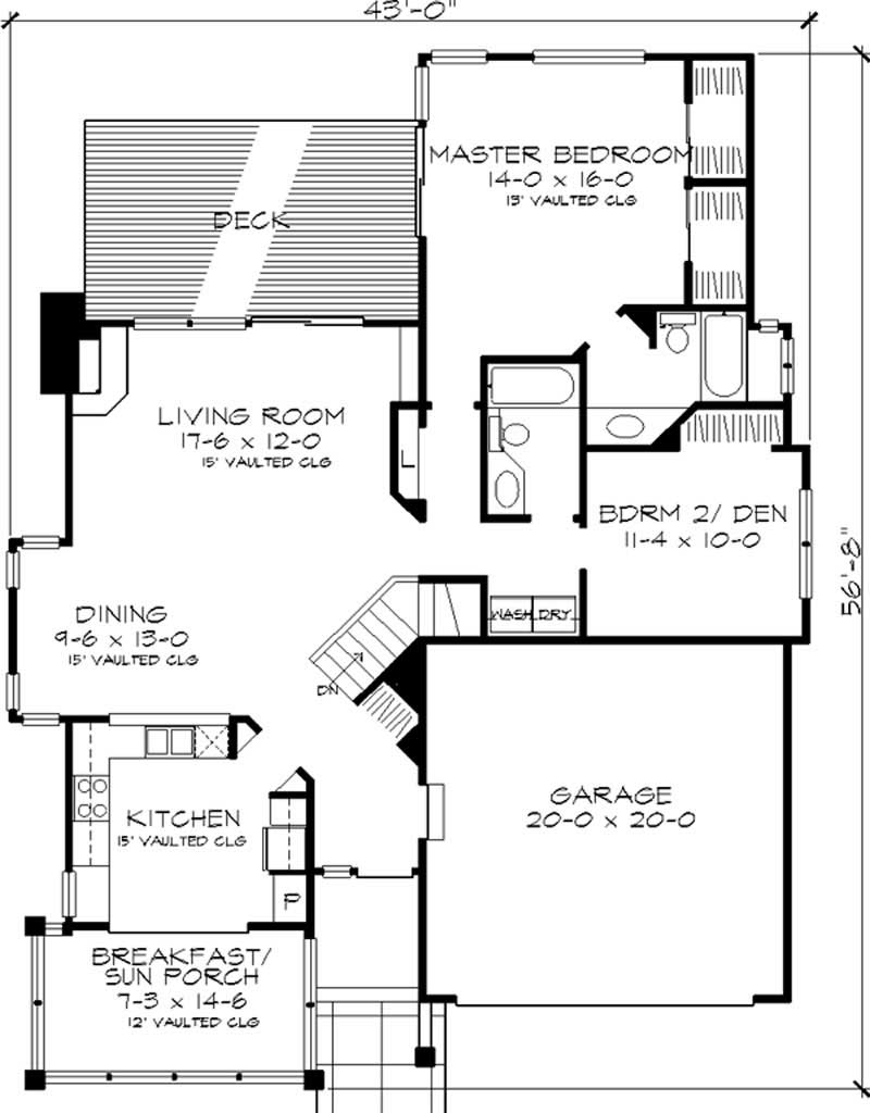 Floor Plan First Story of Bungalow Plan #146-1504