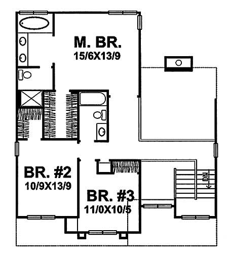 Floor Plan Second Story of Country Plan #146-1512