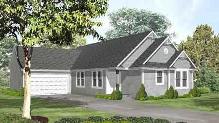Front view of Country home (ThePlanCollection: House Plan #146-1515)