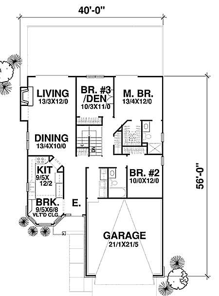 Floor Plan First Story of Craftsman Plan #146-1517