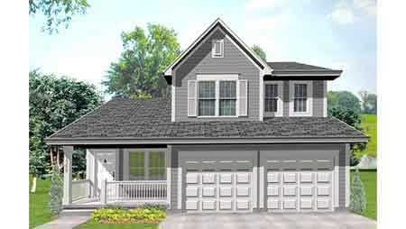 Front view of Farmhouse home (ThePlanCollection: House Plan #146-1519)