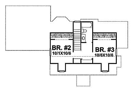 Floor Plan Second Story of Cape Cod Plan #146-1524