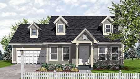 Front view of Cape Cod home (ThePlanCollection: House Plan #146-1524)
