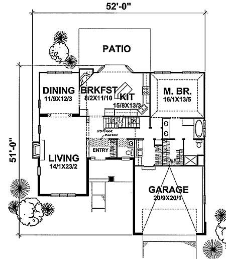 Floor Plan First Story of Ranch Plan #146-1525