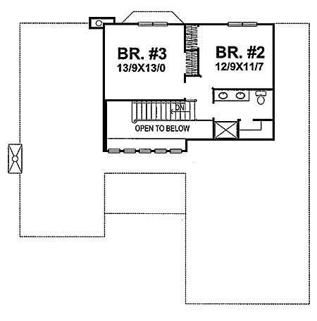 Floor Plan Second Story of Ranch Plan #146-1525