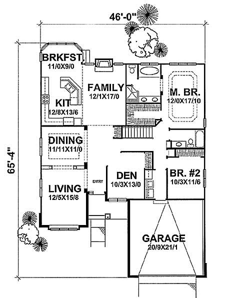 Floor Plan First Story of Craftsman Plan #146-1529