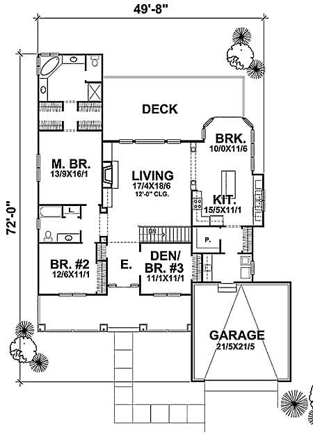 Floor Plan First Story of Ranch Plan #146-1532