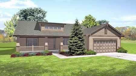 Front view of Ranch home (ThePlanCollection: House Plan #146-1532)