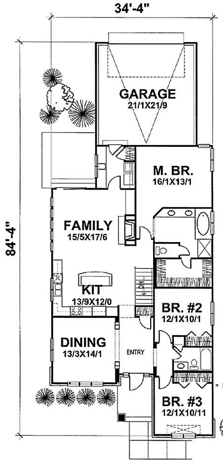 Floor Plan First Story of Craftsman Plan #146-1534