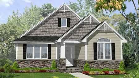 Front view of Craftsman home (ThePlanCollection: House Plan #146-1534)