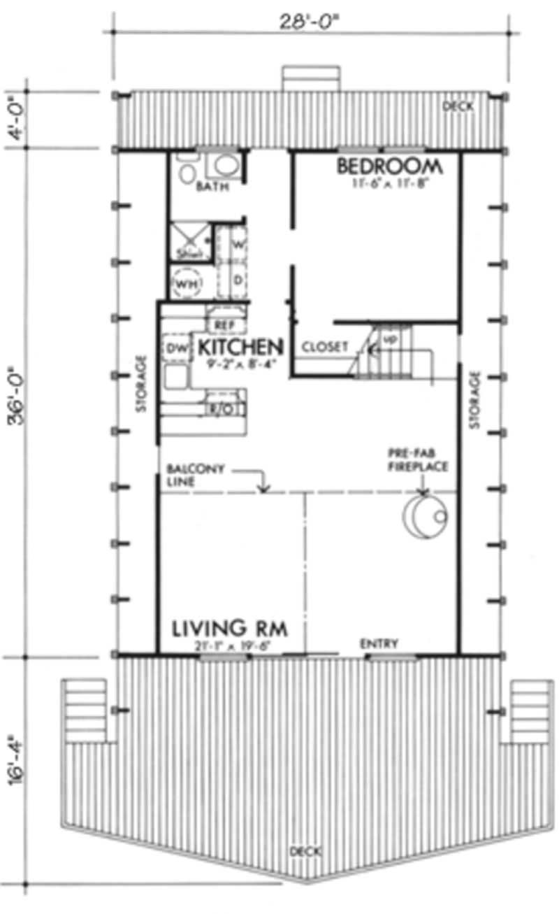 Floor Plan First Story of A Frame Plan #146-1535