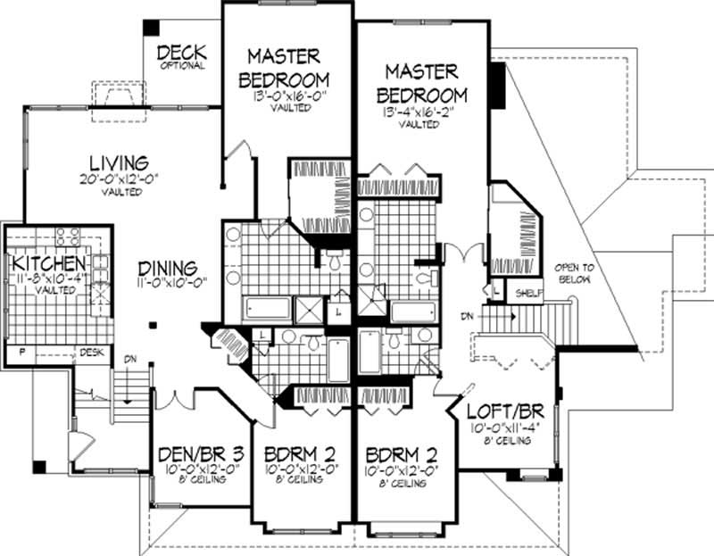 Floor Plan Second Story of Country Plan #146-1545