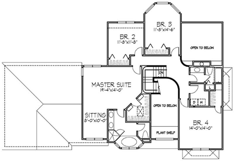 Floor Plan Second Story of Country Plan #146-1547