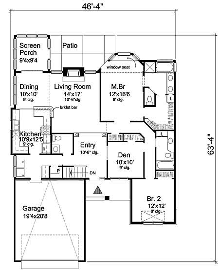 Floor Plan First Story of Country Plan #146-1550