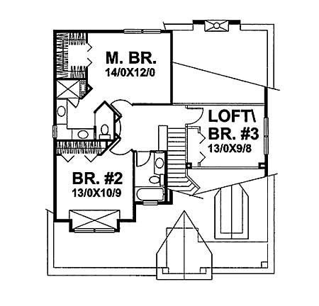 Floor Plan Second Story of Country Plan #146-1555