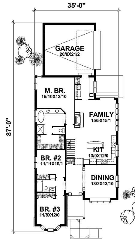 Floor Plan First Story of Bungalow Plan #146-1561