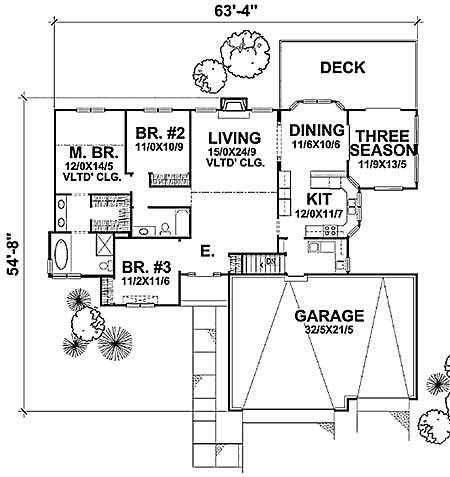 Floor Plan First Story of Ranch Plan #146-1562