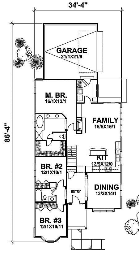 Floor Plan First Story of Craftsman Plan #146-1568
