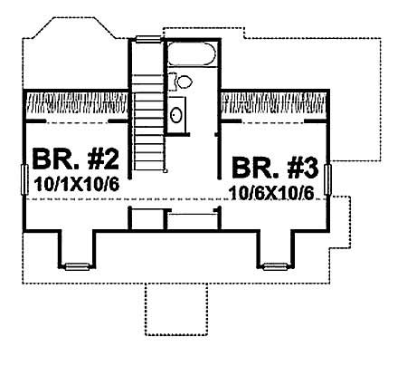 Floor Plan Second Story of Colonial Plan #146-1570