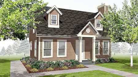 Front view of Colonial home (ThePlanCollection: House Plan #146-1570)