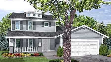 Front view of Country home (ThePlanCollection: House Plan #146-1574)