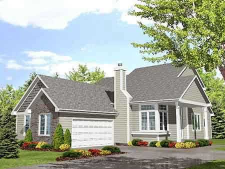 Front view of Country home (ThePlanCollection: House Plan #146-1575)