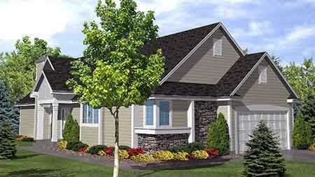 Front view of Contemporary home (ThePlanCollection: House Plan #146-1577)