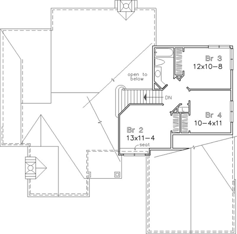 Floor Plan Second Story of Cape Cod Plan #146-1584